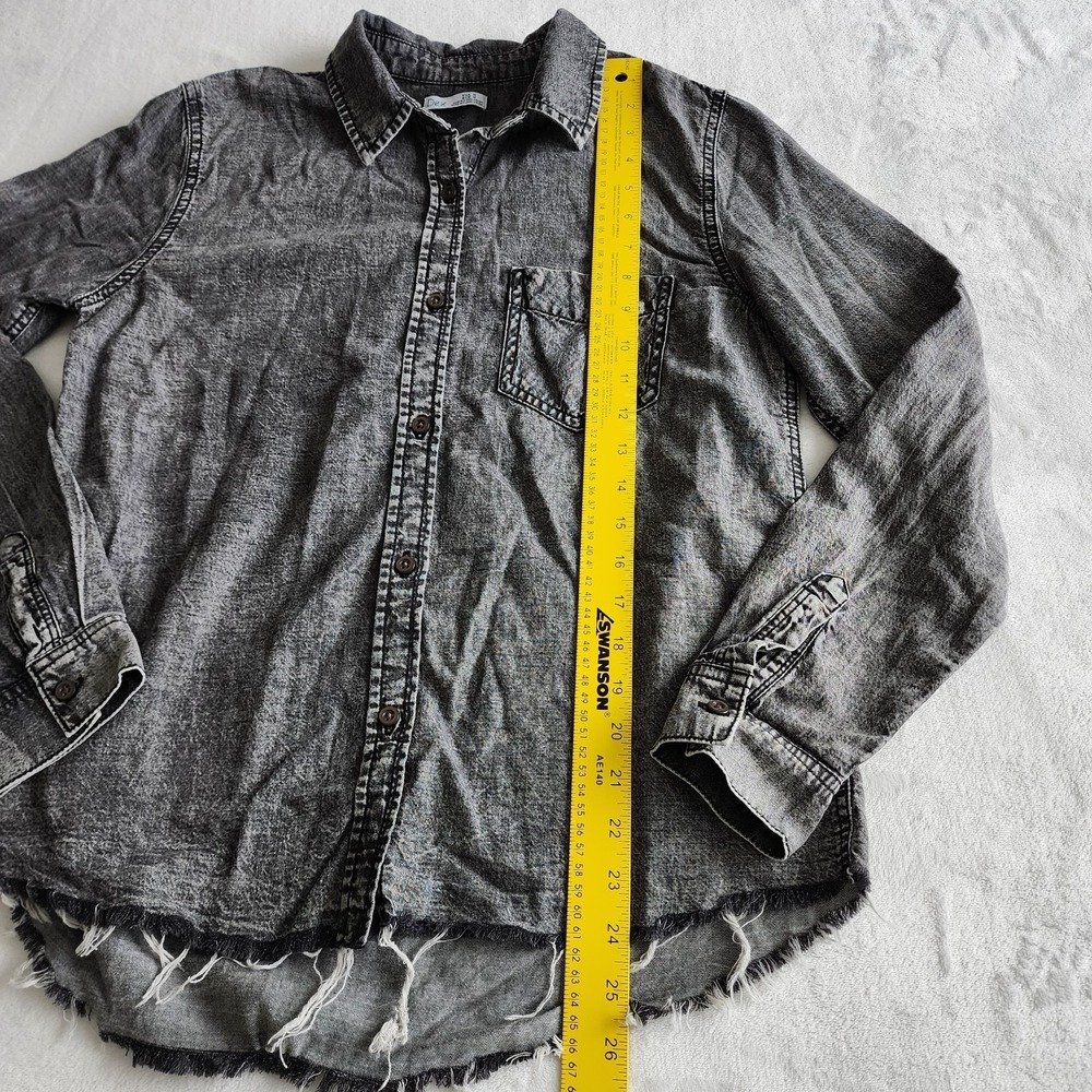 Dex Stonewash Denim Shirt Womens Medium Grey Streetwear Western Tencel Button Up - Picture 9 of 13